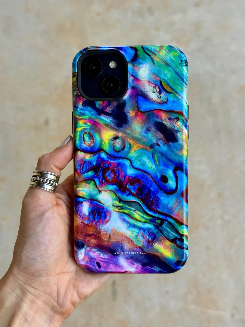 Rainbow Abalone Shell Print Phone Case For iPhone 15 Plus/15 Pro Max